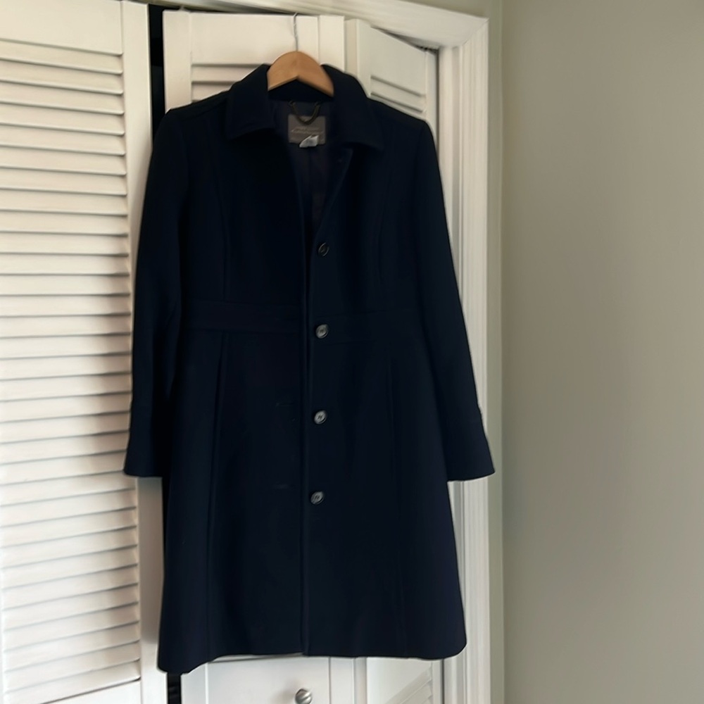 J. Crew Navy Wool Blend Single-Breasted Coat